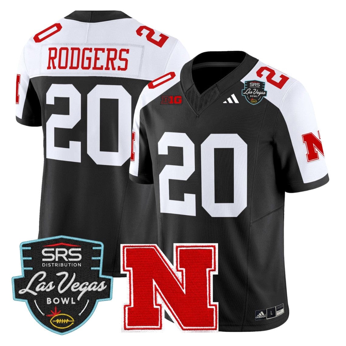 Alternative view of Johnny Rodgers Jersey #20 Nebraska Cornhuskers 2025 Las Vegas Bowl Stitched