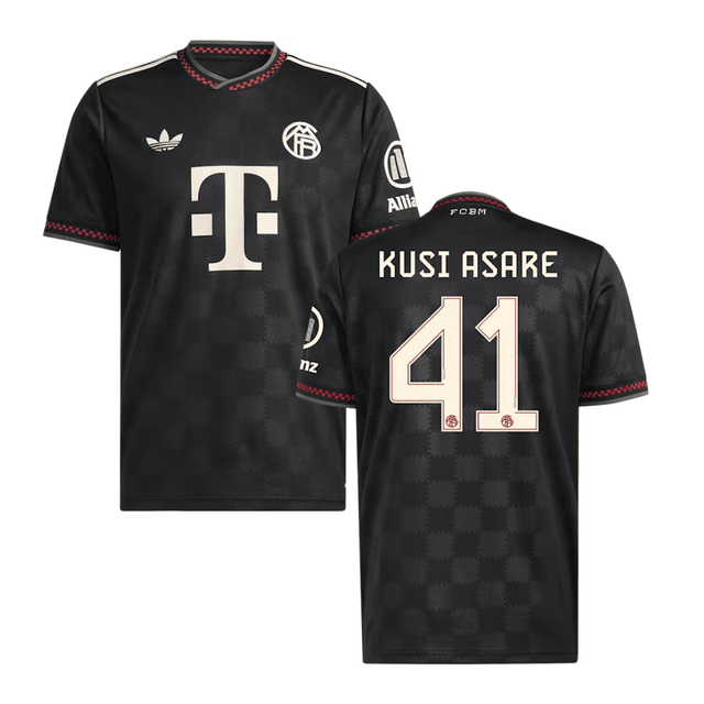 Jonah Kusi-Asare #41 Bayern Munich 2025-26 Third Men Jersey – Black