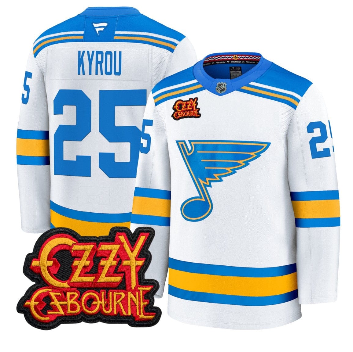 Jordan Kyrou Jersey #25 St. Louis Blues Ozzy Osbourne Patch Stitched - Image 3