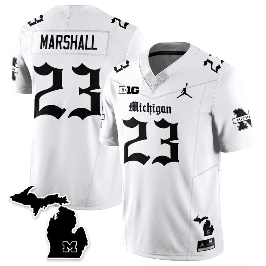 Jordan Marshall Jersey #23 Michigan Wolverines Gothic Vapor Stitched - Image 3