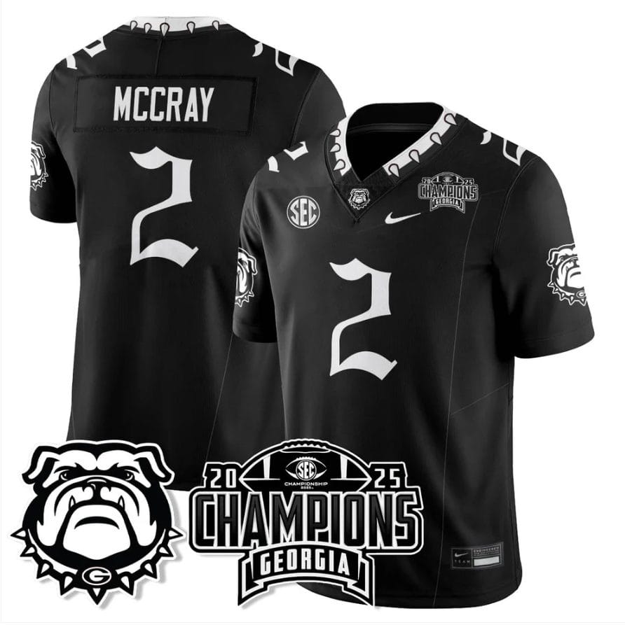 Alternative view of Josh McCray Jersey #2 Georgia Bulldogs Gothic SEC Football Champions