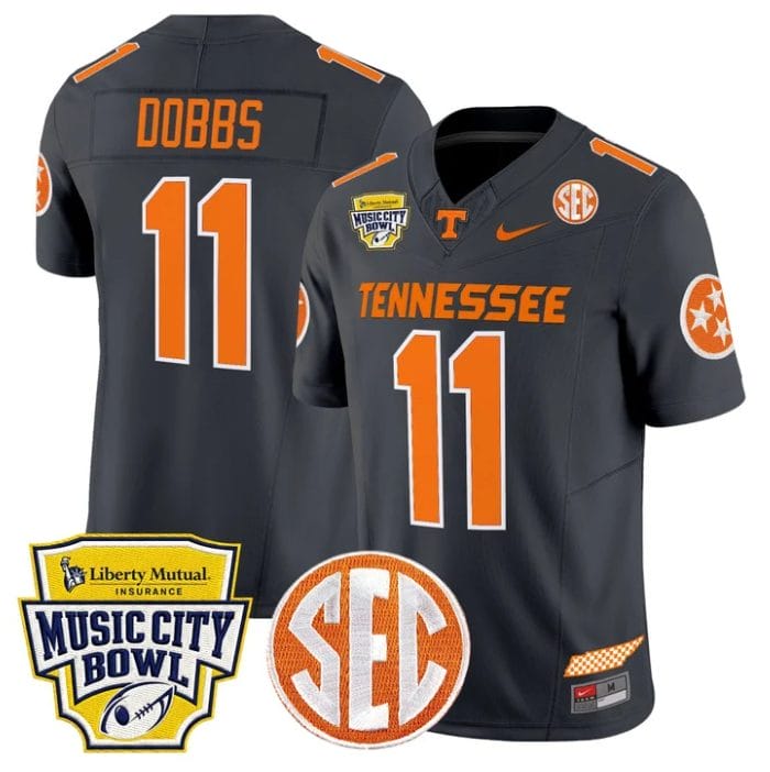 Alternative view of Joshua Dobbs Jersey #11 Tennessee Vols 2025 Music City Bowl Stitched