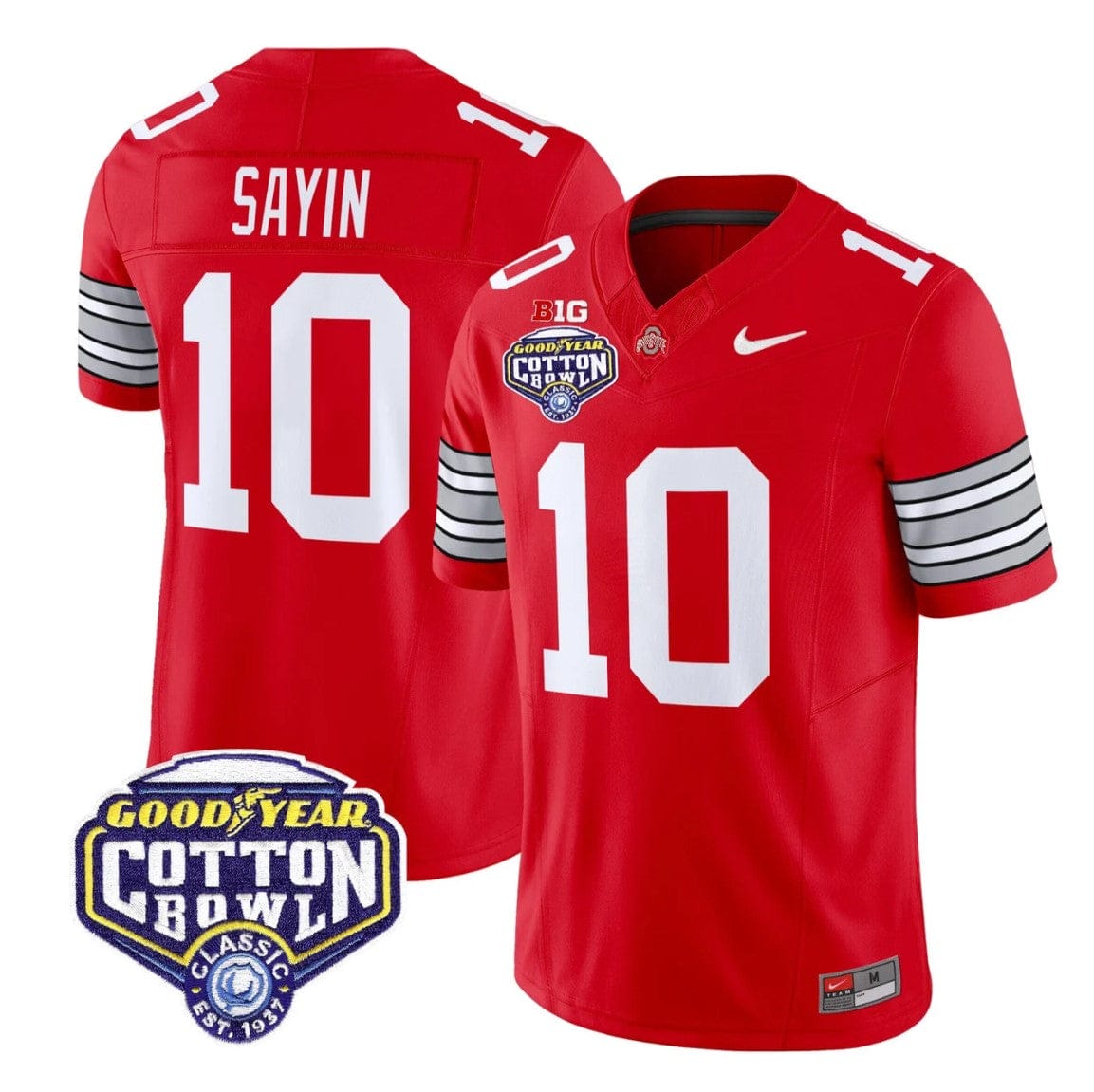 Julian Sayin Jersey #10 Ohio State Heritage Stripe 2025 Cotton Bowl Stitched - Image 3
