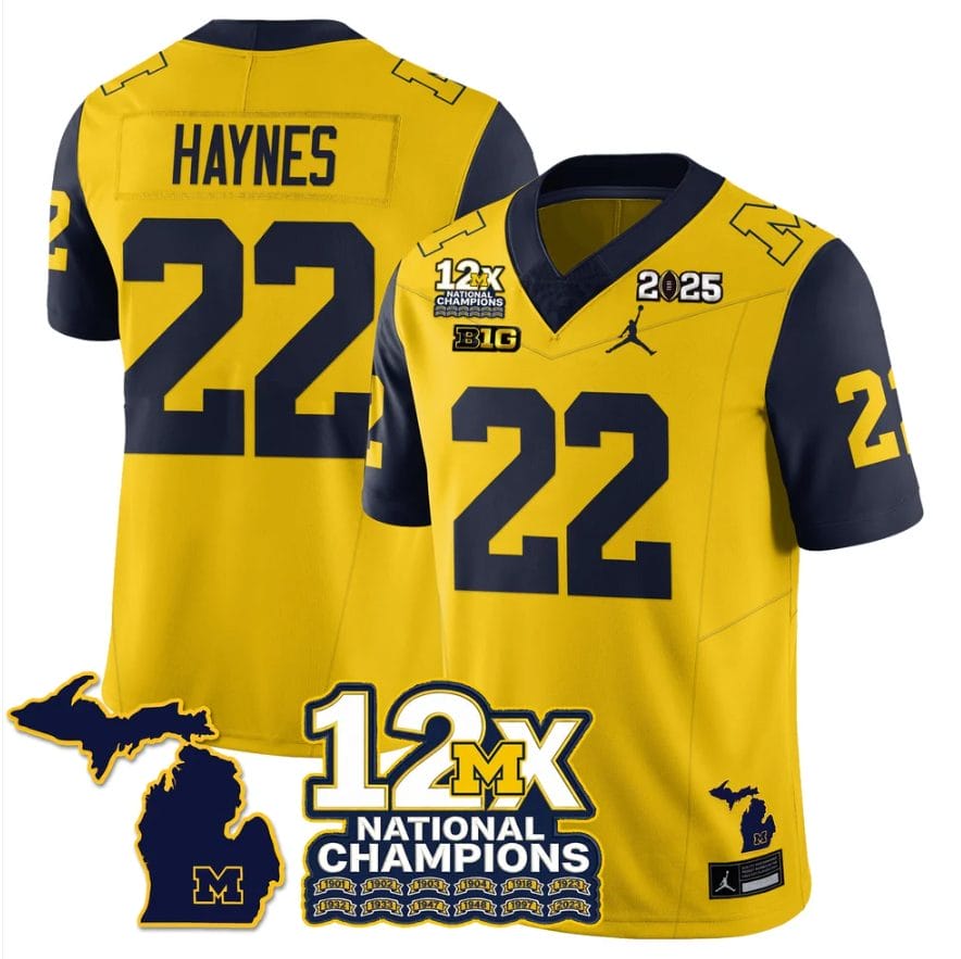 Justice Haynes Jersey #22 Michigan Wolverines 12x-Time National Champions - Image 3
