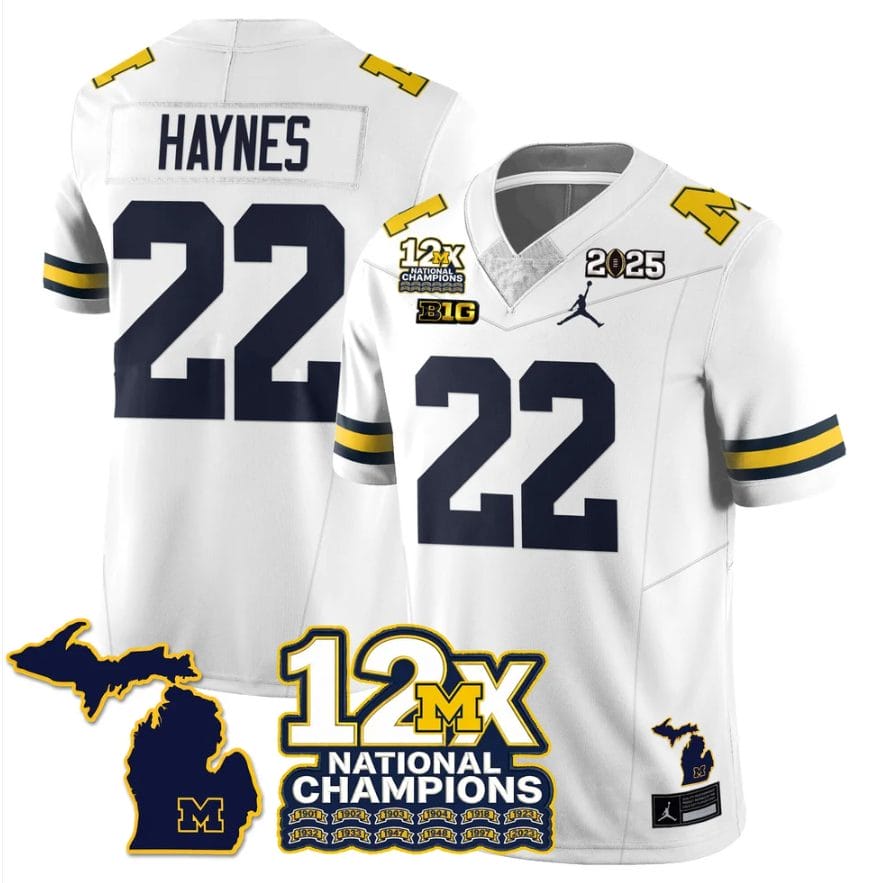 Justice Haynes Jersey #22 Michigan Wolverines 12x-Time National Champions - Image 5