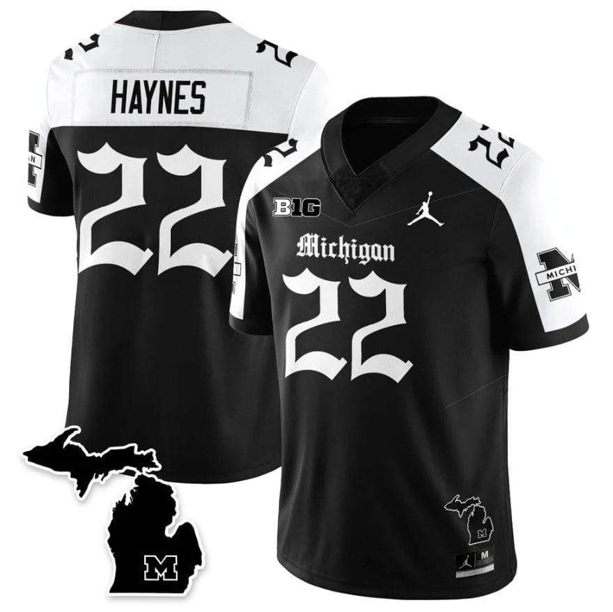 Justice Haynes Jersey #22 Michigan Wolverines Gothic Vapor Stitched