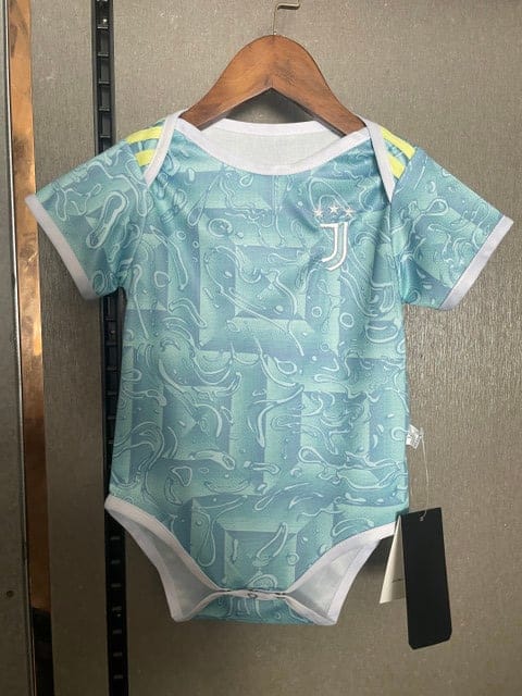 Juventus 2025-26 Modern Little Fan Away Soccer Baby Bodysuit – Light blue
