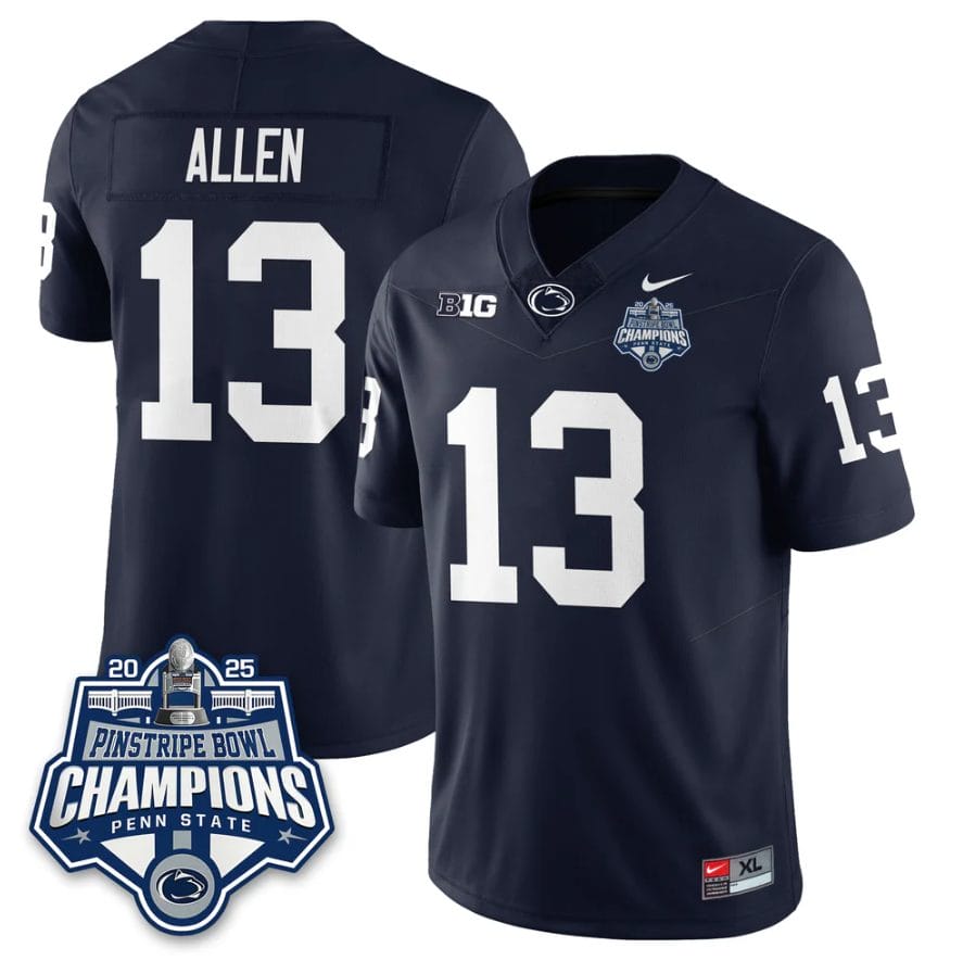 Alternative view of Kaytron Allen Jersey #13 Penn State 2025 Pinstripe Bowl Champions Stitched