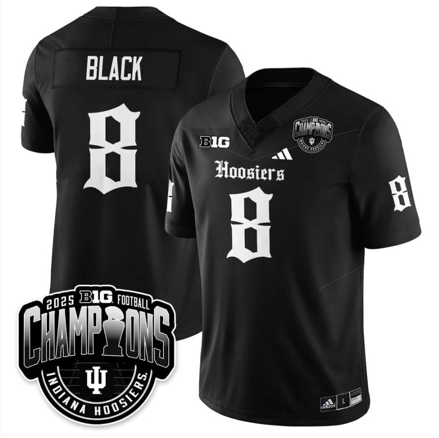 Alternative view of Kaelon Black Jersey #8 Indiana Hoosiers Gothic Big 10 Champions Stitched