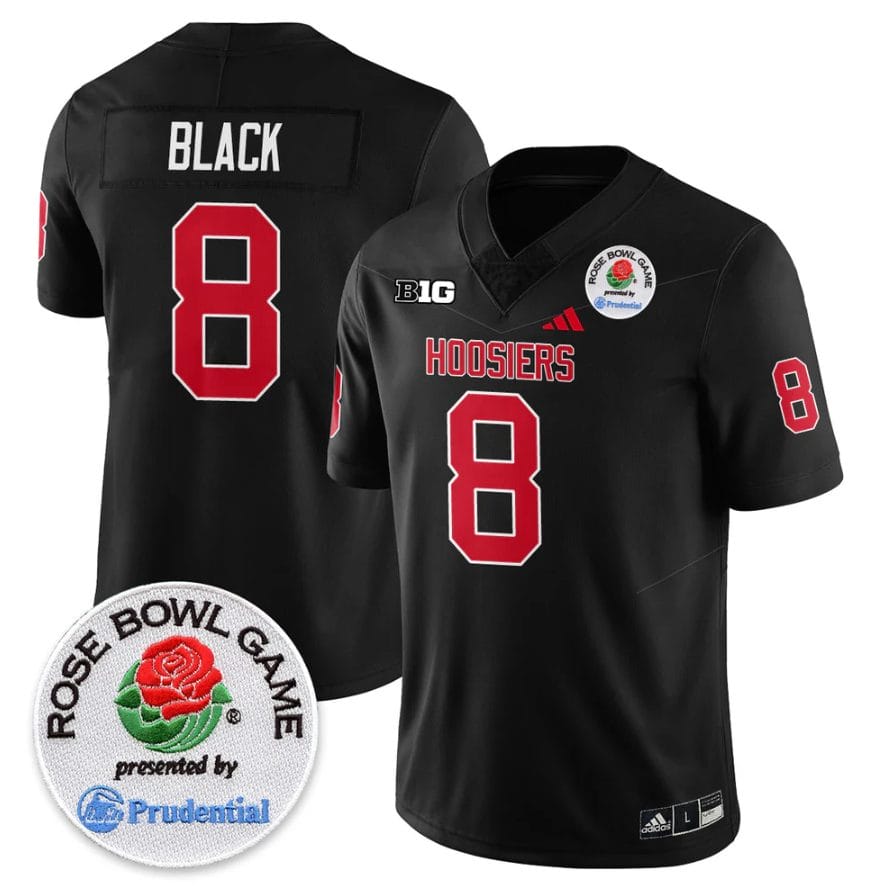 Alternative view of Kaelon Black Jersey #8 Indiana Hoosiers Vapor Rose Bowl Patch Stitched