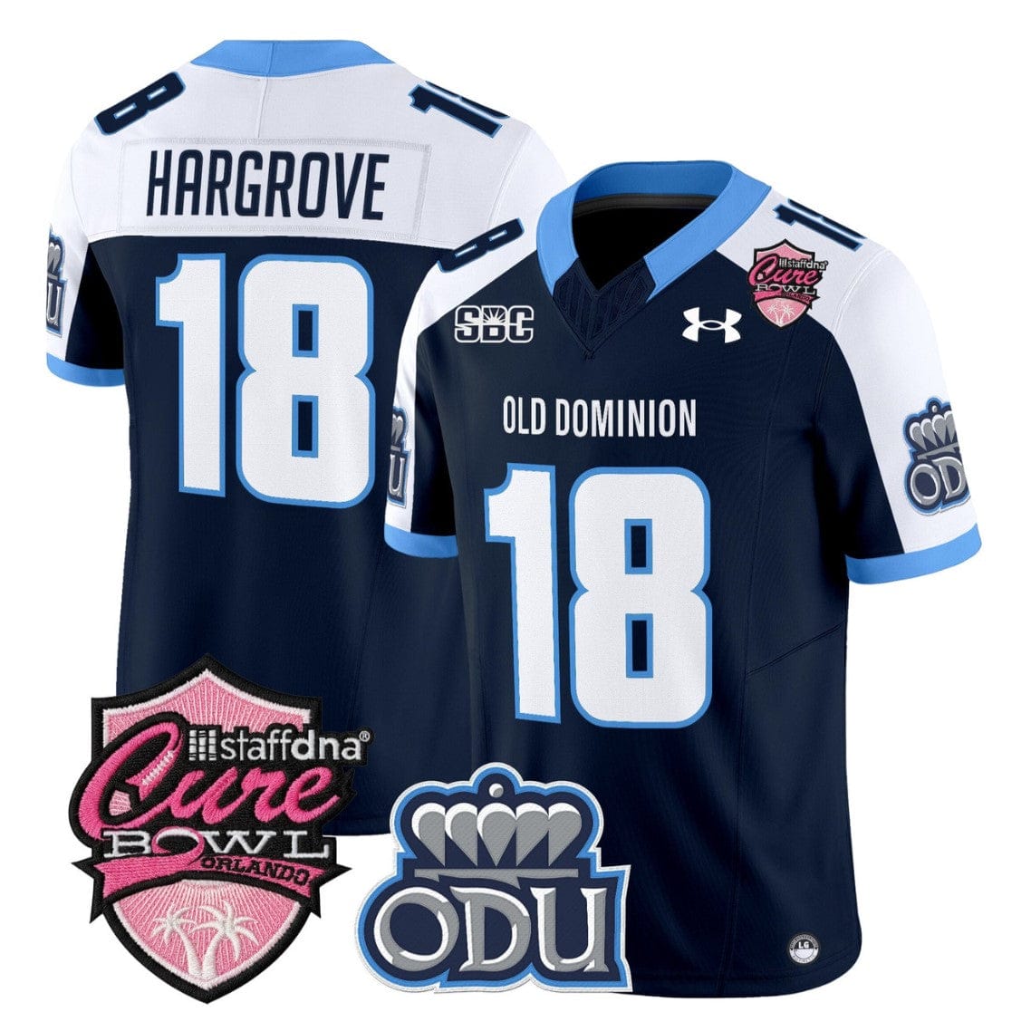 Alternative view of Ke'Travion Hargrove Jersey #18 Old Dominion Monarchs 2025 Cure Bowl Stitched