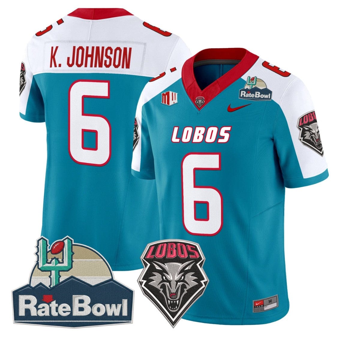 Keagan Johnson Jersey #6 New Mexico Lobos 2025 Rate Bowl Vapor Stitched