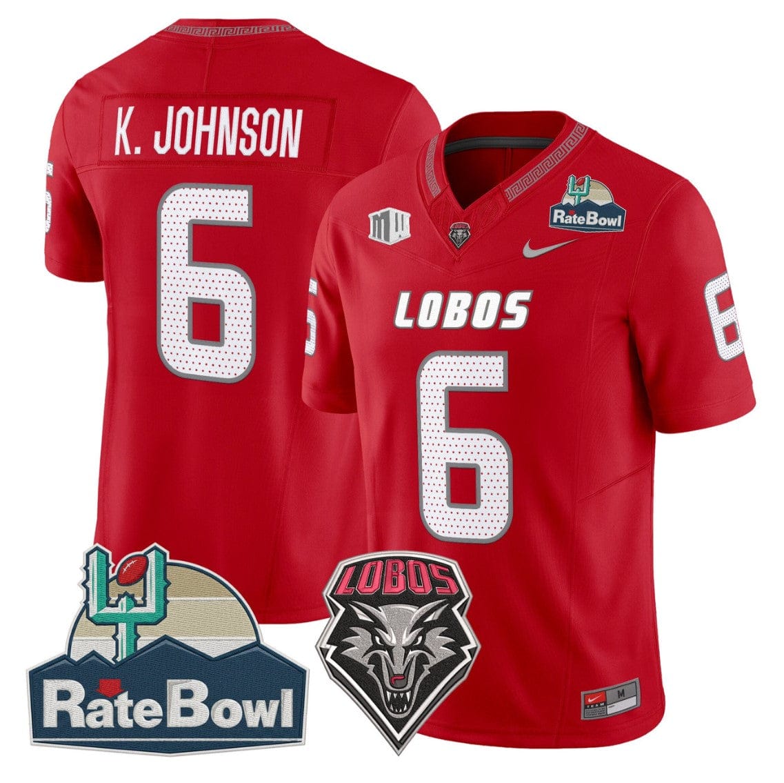 Keagan Johnson Jersey #6 New Mexico Lobos 2025 Rate Bowl Vapor Stitched - Image 3