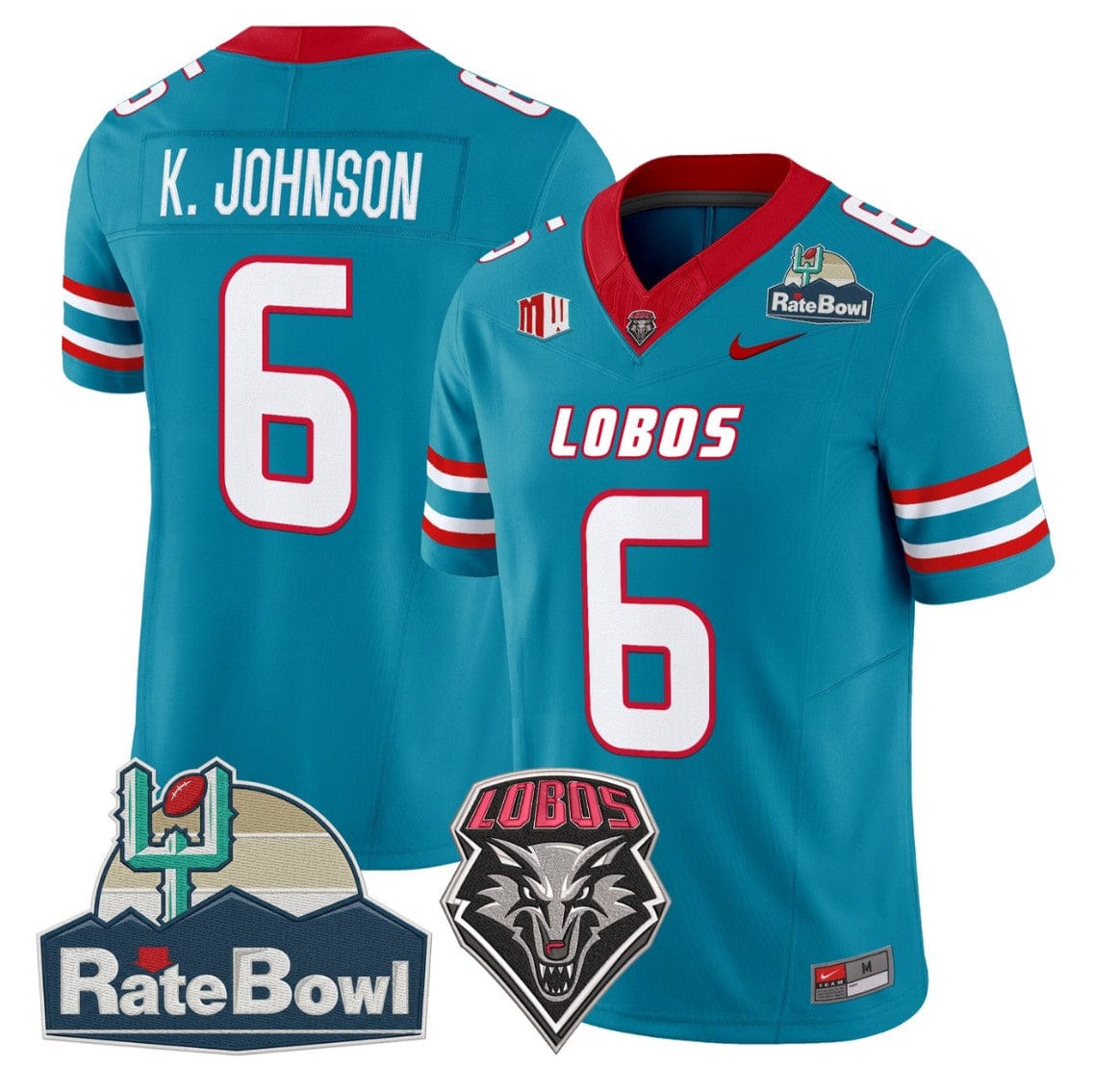 Keagan Johnson Jersey #6 New Mexico Lobos 2025 Rate Bowl Vapor Stitched - Image 4
