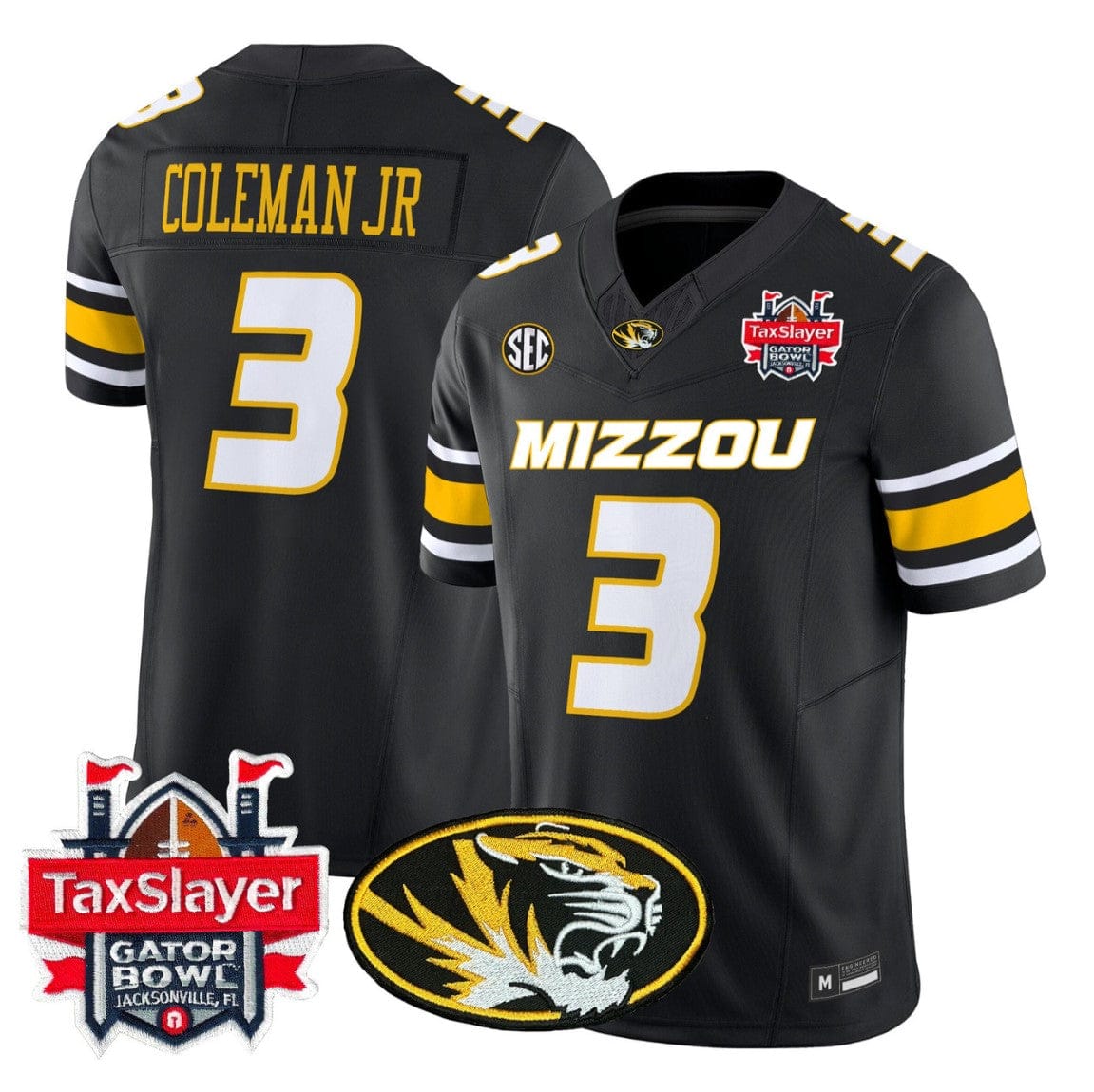 Alternative view of Kevin Coleman Jr Jersey #3 Missouri Tigers 2025 Gator Bowl Vapor Stitched