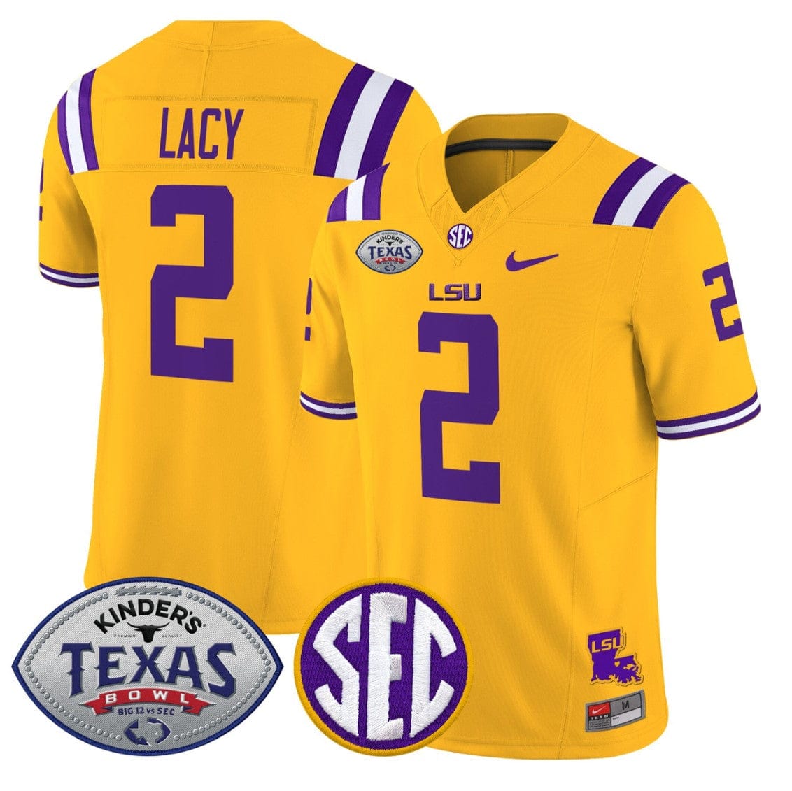 Alternative view of Kyren Lacy Jersey #2 LSU Tigers 2025 Texas Bowl Vapor Limited Stitched