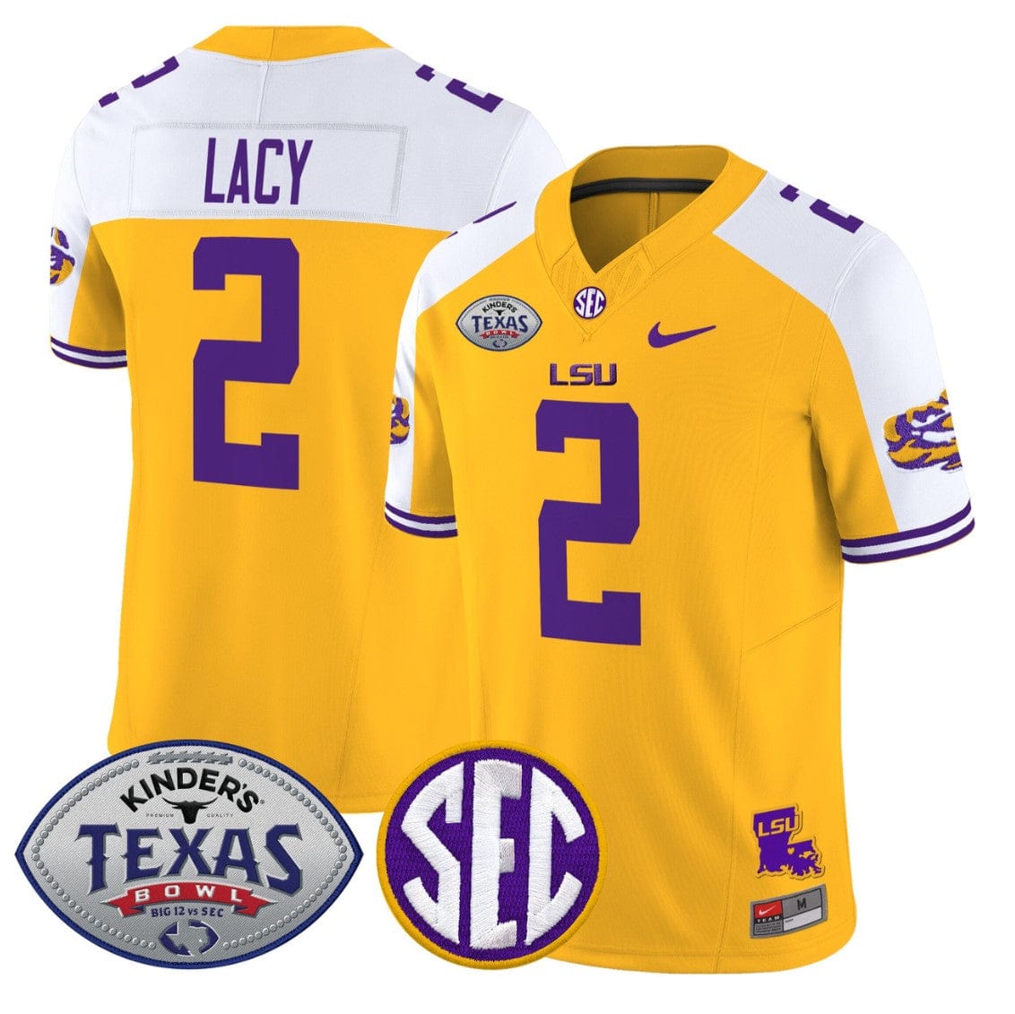 Kyren Lacy Jersey #2 LSU Tigers 2025 Texas Bowl Vapor Limited Stitched