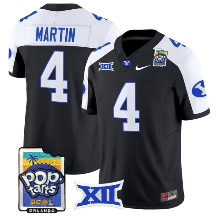 Alternative view of LJ Martin Jersey #4 BYU Cougars 2025 Pop-Tarts Patch Limited Stitched