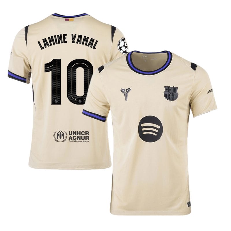 Lamine Yamal #10 Barcelona 2025-26 Away Jersey – Cream