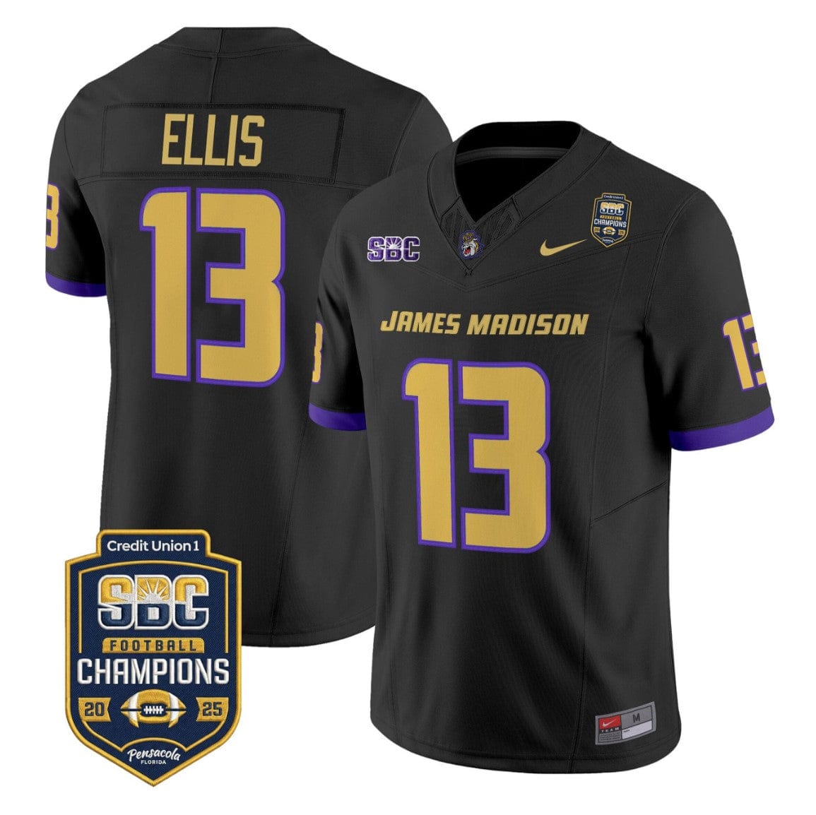 Alternative view of Landon Ellis Jersey #13 James Madison Dukes 2025 SBC Champions Stitched