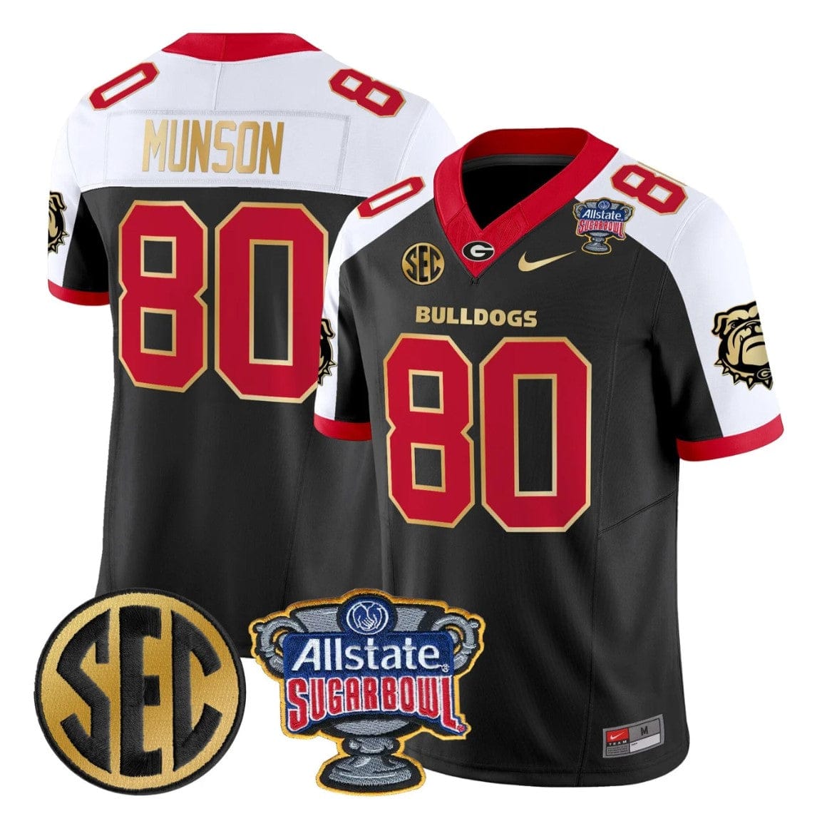 Larry Munson Jersey #80 Georgia Bulldogs Sugar Bowl Patch Stitched - Image 3