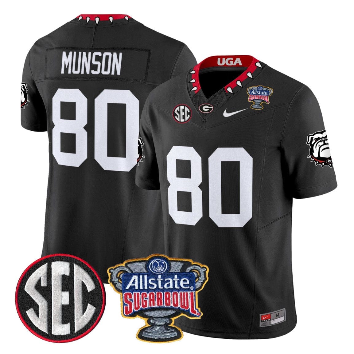 Alternative view of Larry Munson Jersey #80 Georgia Bulldogs Sugar Bowl Patch Stitched