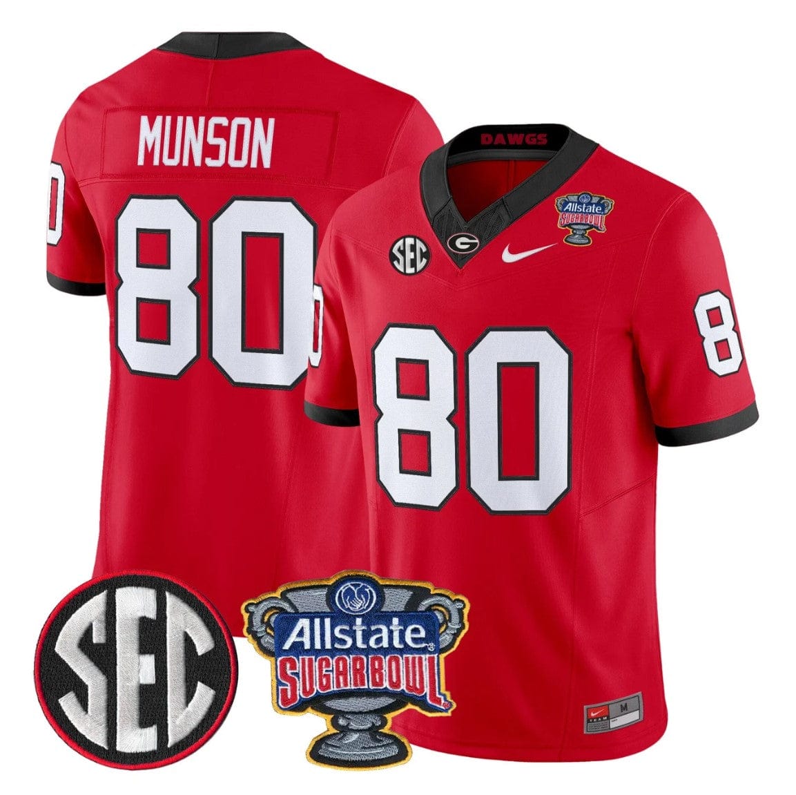 Larry Munson Jersey #80 Georgia Bulldogs Sugar Bowl Patch Stitched - Image 4