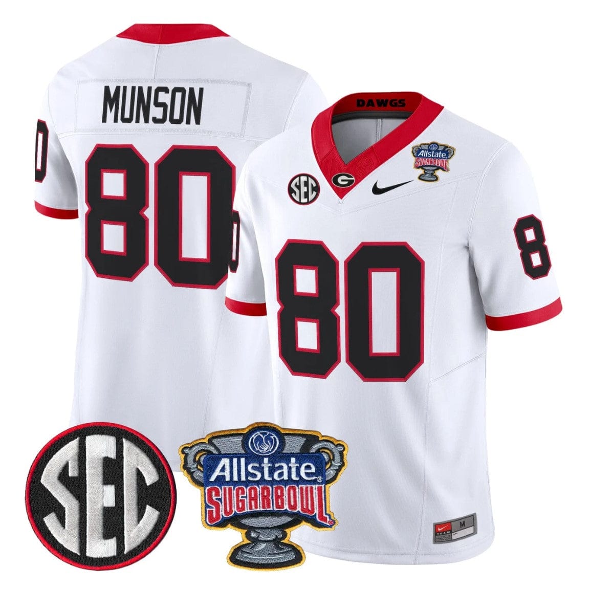 Larry Munson Jersey #80 Georgia Bulldogs Sugar Bowl Patch Stitched - Image 5