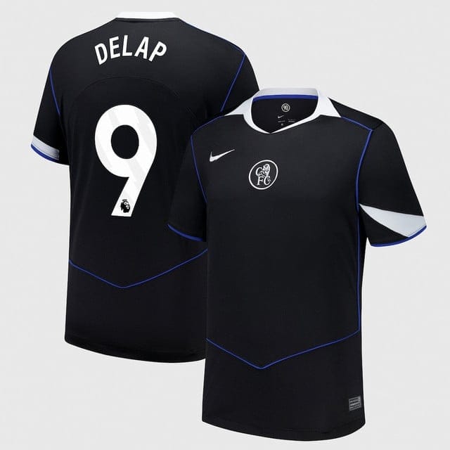 Liam Delap 9 Chelsea 2025-26 Third Match Jersey – Black