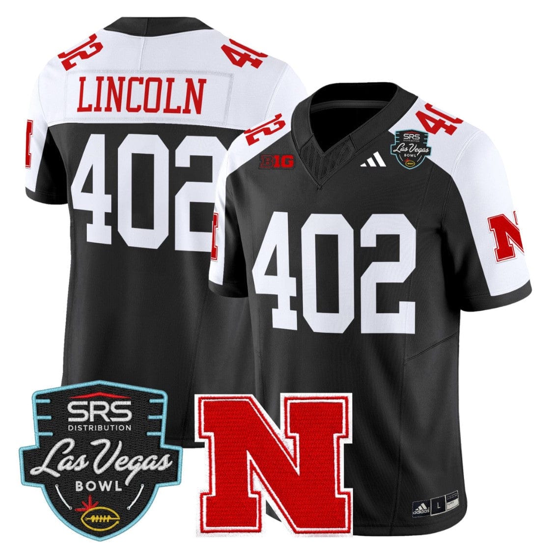 Alternative view of Lincoln Jersey #402 Nebraska Cornhuskers 2025 Las Vegas Bowl Stitched
