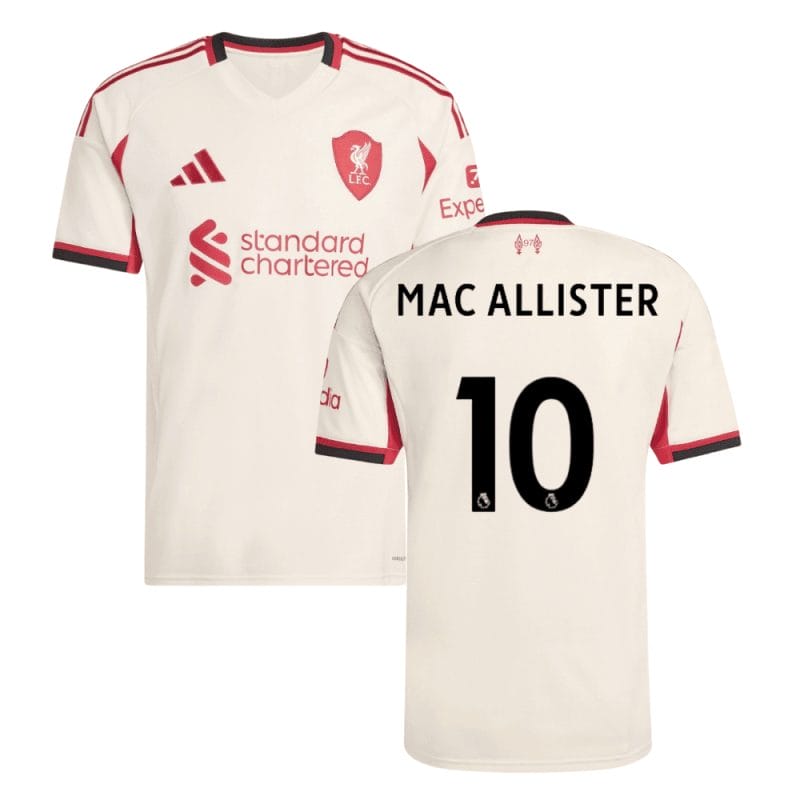 Liverpool 2025-26 MAC ALLISTER 10 Away Jersey – Cream