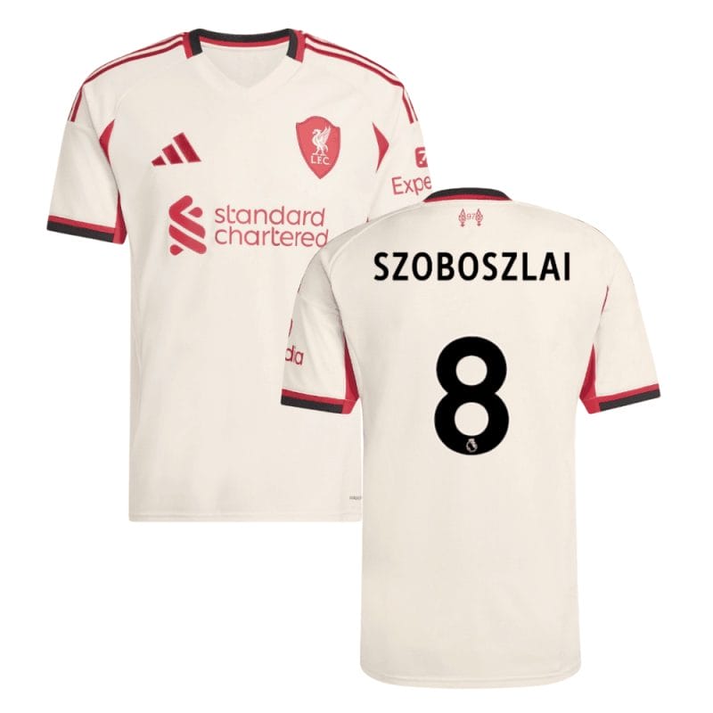 Liverpool 2025-26 SZOBOSZLAI 8 Away Jersey – Cream