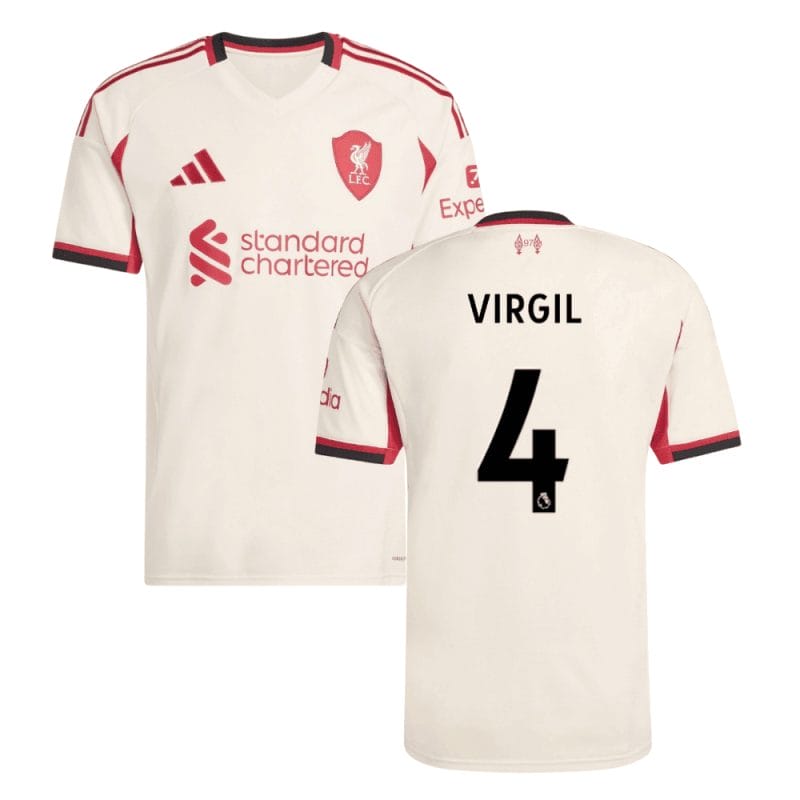 Liverpool 2025-26 VIRGIL 4 Away Jersey – Cream
