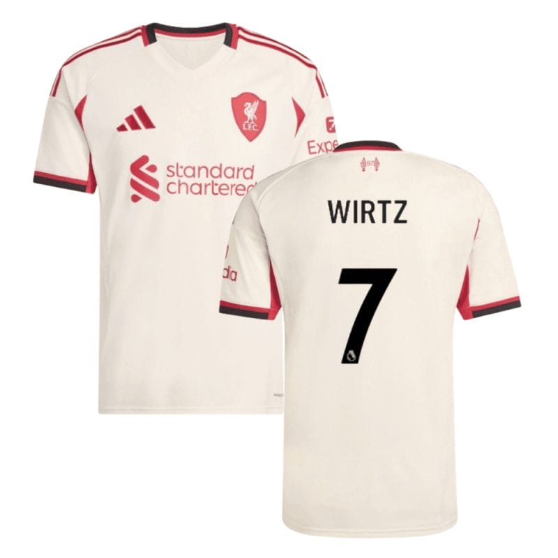 Liverpool 2025-26 WIRTZ 7 Away Jersey – Cream