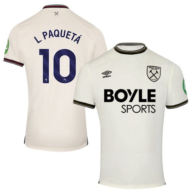 Lucas Paqueta #10 West Ham United 2025-26 Away Match Jersey – Cream