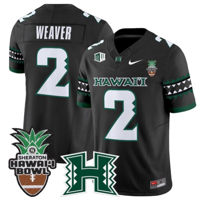Luke Weaver Jersey #2 Hawai'i Rainbow 2025 Hawai'i Bowl Stitched