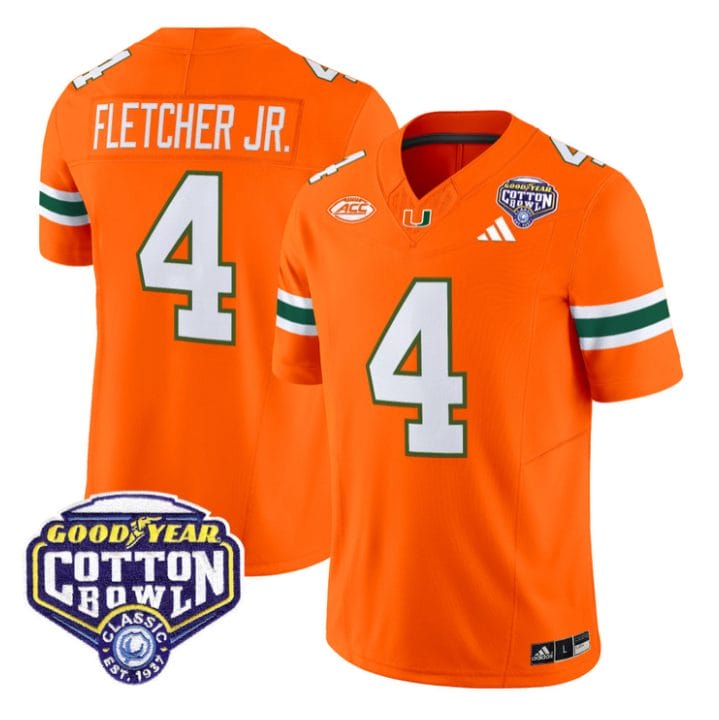 Mark Fletcher Jr Jersey #4 Miami Hurricanes 2025 Cotton Bowl Patch Stitched - Image 4