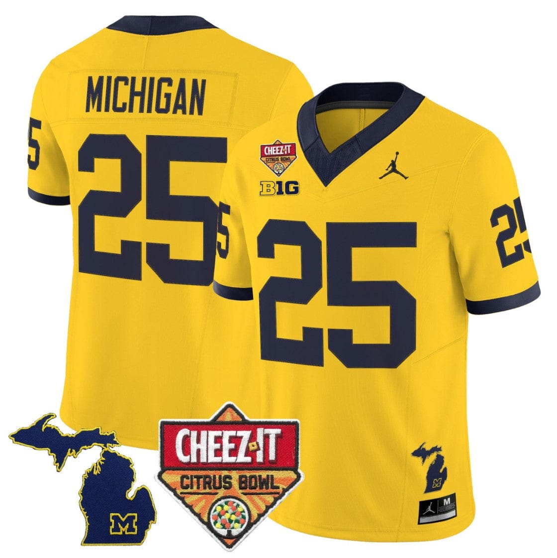 Alternative view of Michigan Jersey #25 Michigan Wolverines 2025 Cheez-It Citrus Bowl Stitched