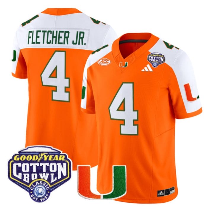 Mark Fletcher Jr Jersey #4 Miami Hurricanes 2025 Cotton Bowl Patch Stitched - Image 3