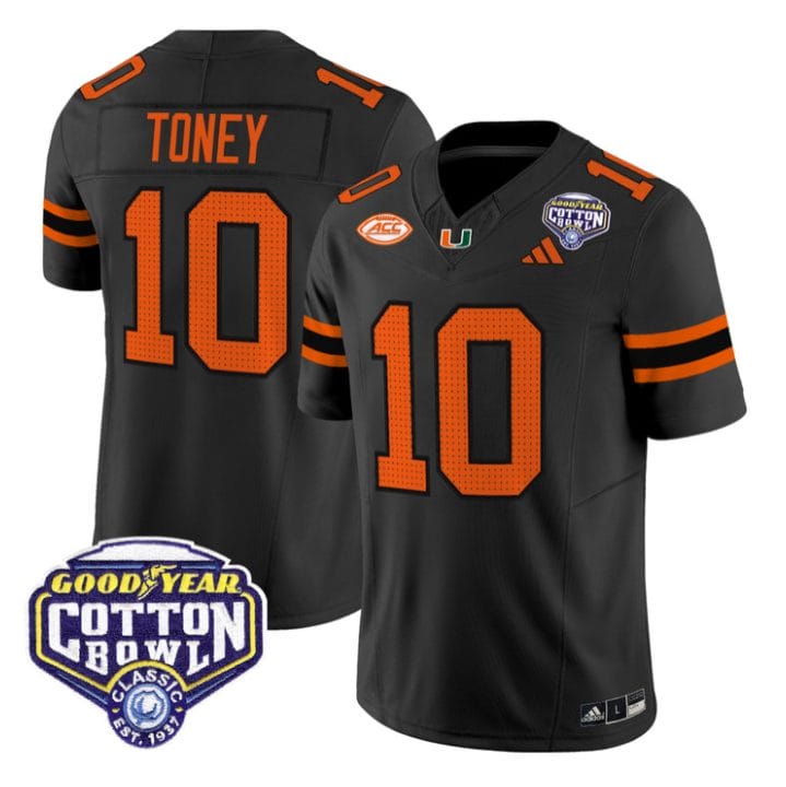 Malachi Toney Jersey #10 Miami Hurricanes 2025 Cotton Bowl Patch Stitched
