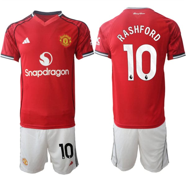 Marcus Rashford Jersey #10 Manchester United Red Home 2025-26 Soccer Suit
