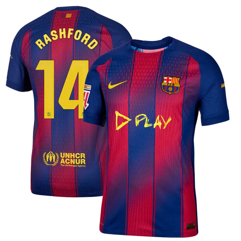 Marcus Rashford #14 FC Barcelona x Ed Sheeran 2025-26 Home Match Jersey – Red blue