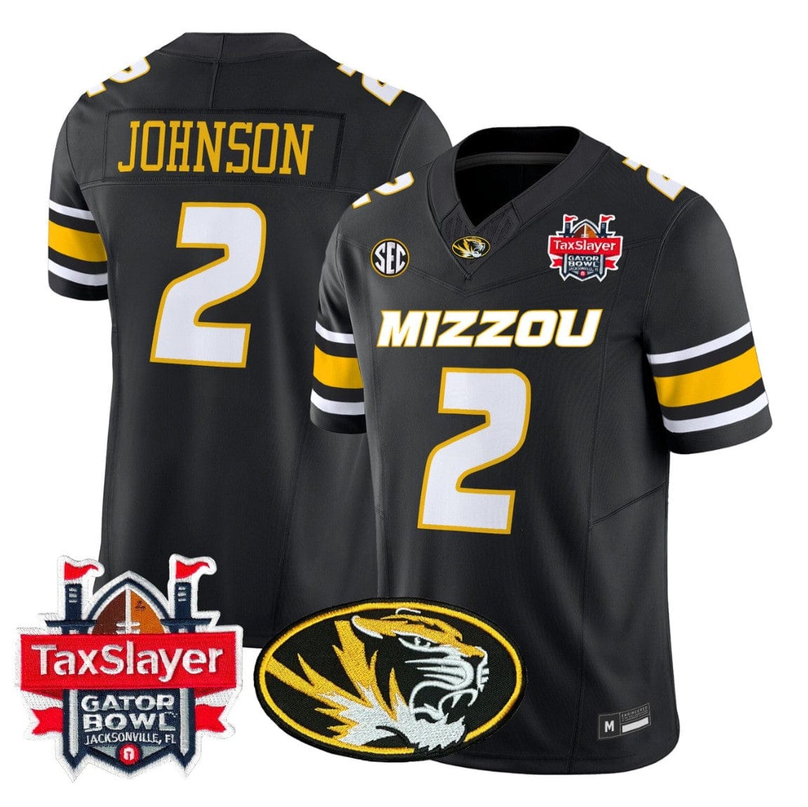 Alternative view of Marquis Johnson Jersey #2 Missouri Tigers 2025 Gator Bowl Vapor Stitched