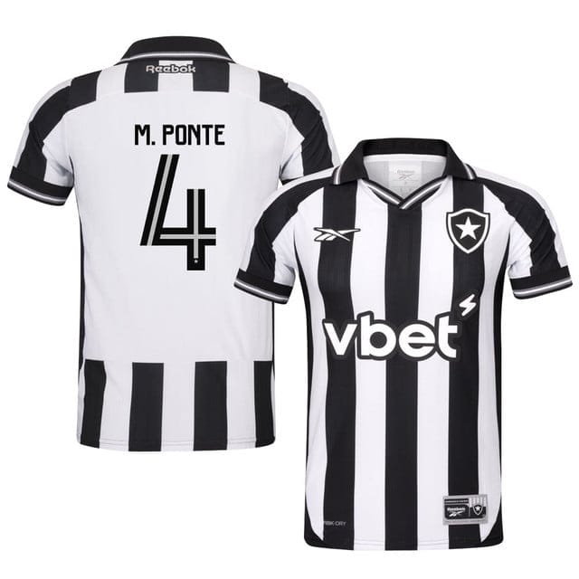 Mateo Ponte #4 Botafogo 2025-26 Home Jersey – Black White