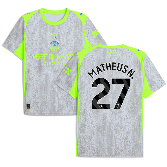 Matheus Nunes 27 Manchester City 2025-26 Third Men Jersey – Gray