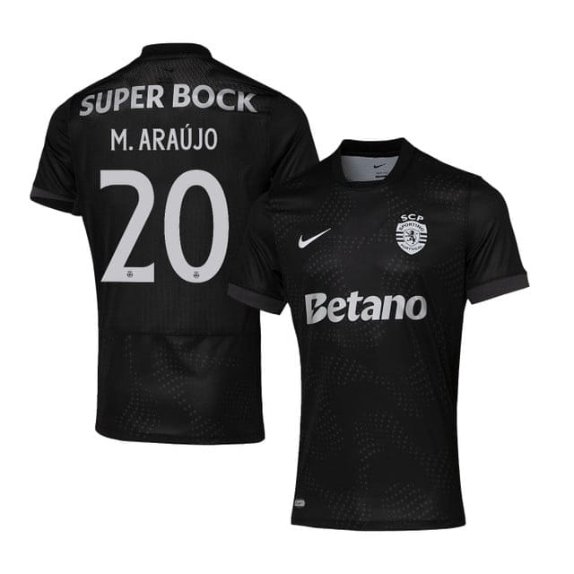 Maxi Araújo 20 Sporting CP 2025-26 Away Match Jersey – Black