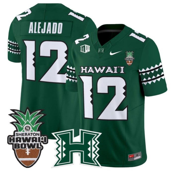 Micah Alejado Jersey #12 Hawai'i Rainbow 2025 Hawai'i Bowl Stitched - Image 3