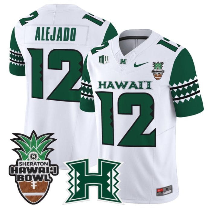 Micah Alejado Jersey #12 Hawai'i Rainbow 2025 Hawai'i Bowl Stitched - Image 4
