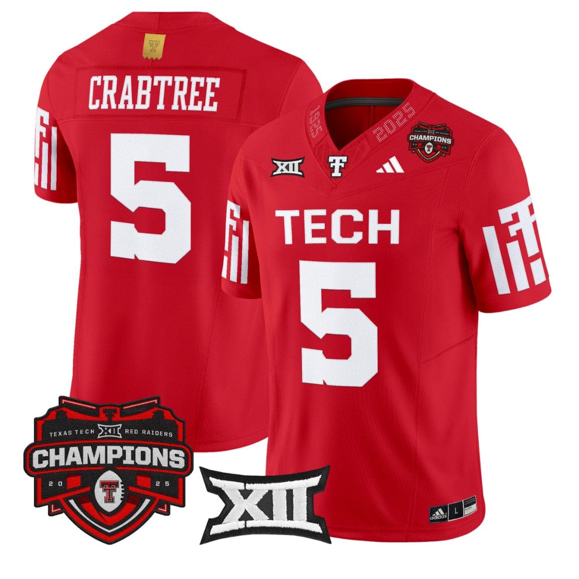 Alternative view of Michael Crabtree Jersey #5 Texas Tech 2025 Big 12 Champions Stitched