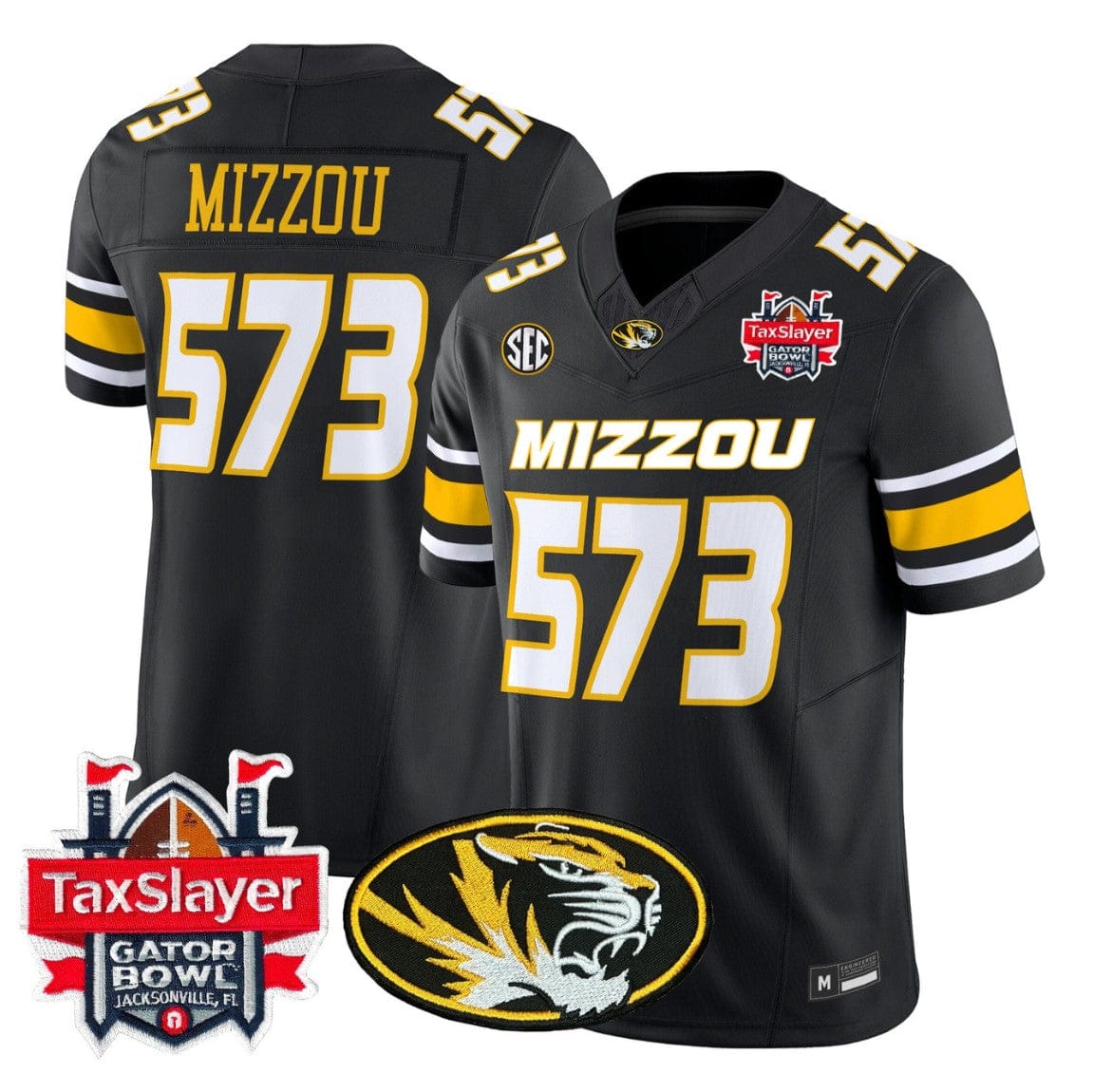 Alternative view of Mizzou Jersey #573 Missouri Tigers 2025 Gator Bowl Vapor Stitched